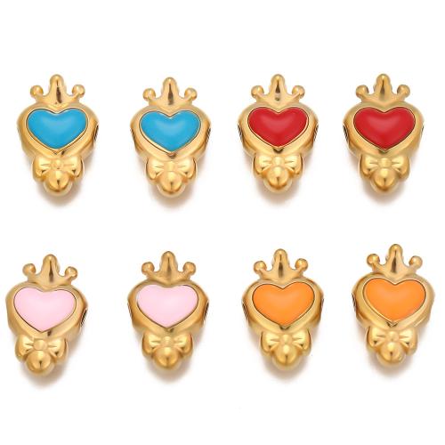 acero inoxidable 304 Abalorio, Corazón, chapado en color dorado, Bricolaje & esmalte, más colores para la opción, 5PCs/Bolsa, Vendido por Bolsa[