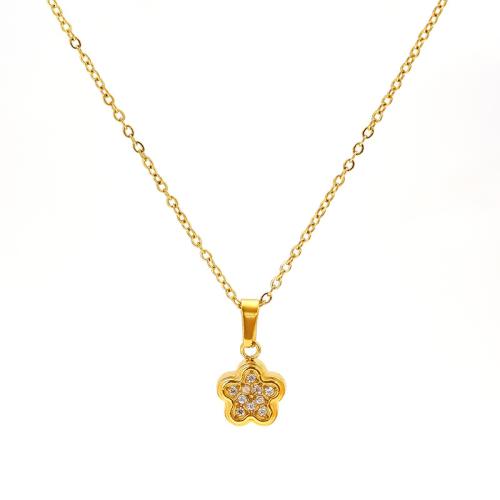 Ожерелье Цирконий нержавеющей стали, Нержавеющая сталь 304, 18K позолоченный, разные стили для выбора & инкрустированное микро кубического циркония & Женский, продается PC