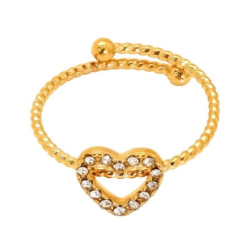 Bague en acier inoxydable, Acier inoxydable 304, Plaqué or 18K, styles différents pour le choix & pavé de micro zircon & pour femme, Vendu par PC