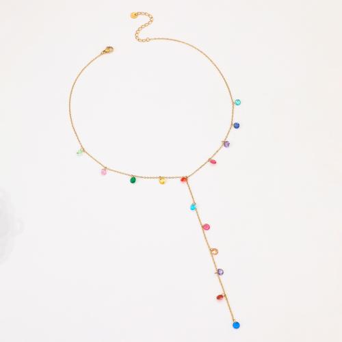 304ステンレススチール フリンジ ネックレス, とともに キュービックジルコニア, メッキ, ファッションジュエリー & 女性用, 無色, 売り手 パソコン