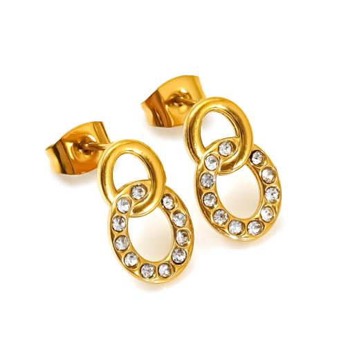 Boucle en acier inoxydable, Acier inoxydable 304, Plaqué or 18K, styles différents pour le choix & pavé de micro zircon & pour femme, Vendu par paire