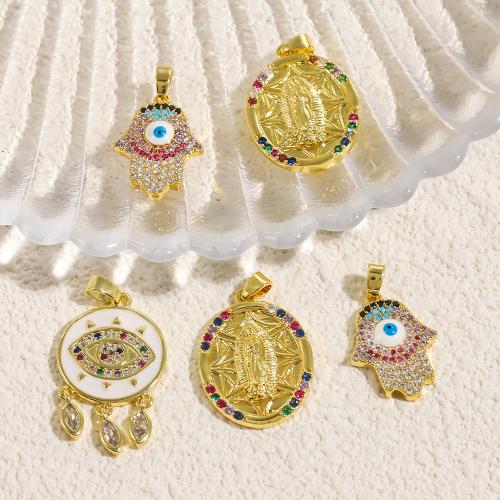 Strass Messing Anhänger, goldfarben plattiert, DIY & verschiedene Stile für Wahl & Emaille & mit Strass, verkauft von PC