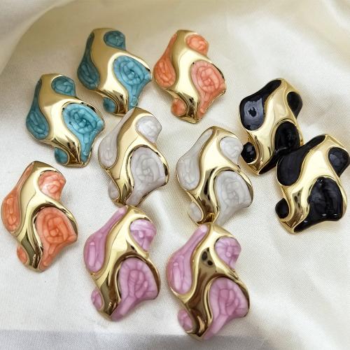 Boucle en acier inoxydable, Acier inoxydable 304, Plaqué or 18K, bijoux de mode & pour femme & émail, plus de couleurs à choisir, Vendu par paire