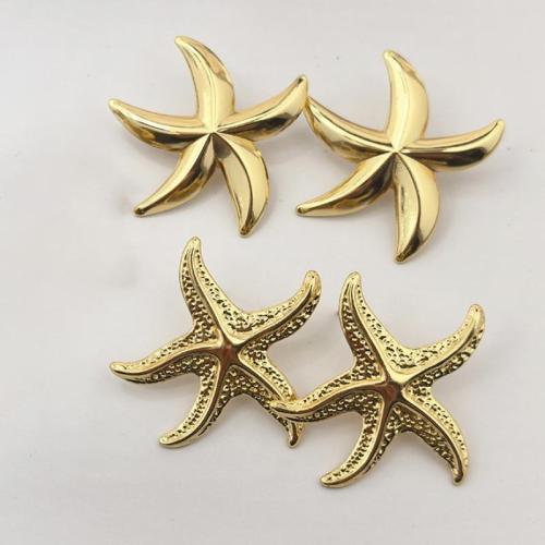 Boucle en acier inoxydable, Acier inoxydable 304, étoile de mer, Plaqué or 18K, bijoux de mode & styles différents pour le choix & pour femme, Vendu par paire