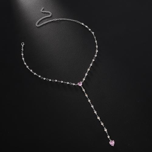 Collier en laiton strass, avec Alliage de cuivre, Placage, bijoux de mode & pour femme & avec strass, plus de couleurs à choisir, Vendu par PC