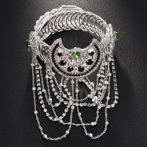 Kupferlegierung Arm Armangle, plattiert, Modeschmuck & für Frau & mit Strass, Silberfarbe, verkauft von PC