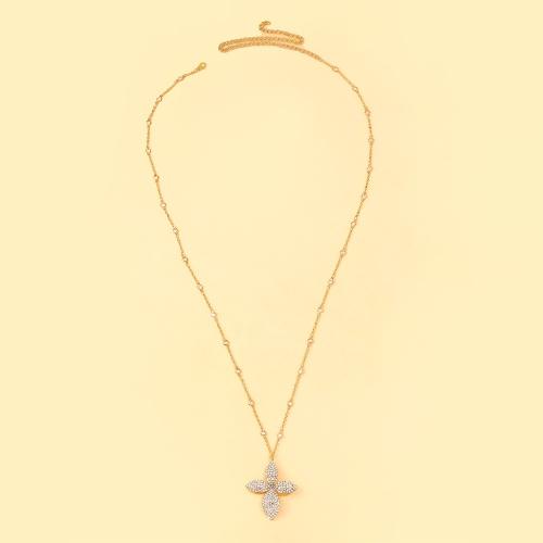 Collier en laiton strass, Alliage de cuivre, Placage, bijoux de mode & pour femme & avec strass, plus de couleurs à choisir, Vendu par PC