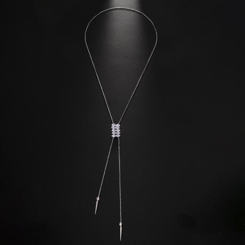 Collier en laiton strass, Alliage de cuivre, Placage, bijoux de mode & pour femme & avec strass, plus de couleurs à choisir, Vendu par PC