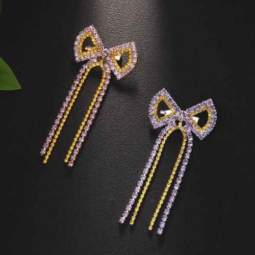 Kupferlegierung Brosche, Schleife, plattiert, Modeschmuck & für Frau & mit Strass, keine, verkauft von PC[