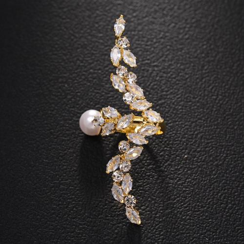 Aleación de cobre Anillo de dedo Cuff, con Perlas de plástico ABS & cúbica circonia, chapado, Joyería & para mujer, más colores para la opción, Vendido por UD