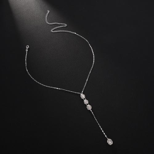 Alliage de cuivre collier, Placage, bijoux de mode & pour femme & avec strass, plus de couleurs à choisir, Vendu par PC