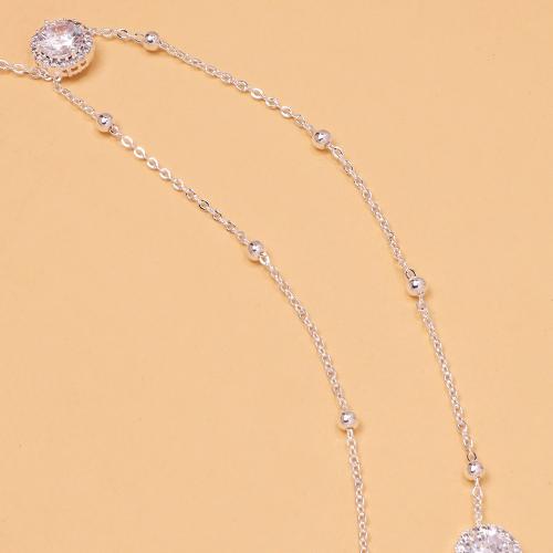 Kupferlegierung Körper-Kette, plattiert, Modeschmuck & für Frau & mit Strass, Silberfarbe, verkauft von PC