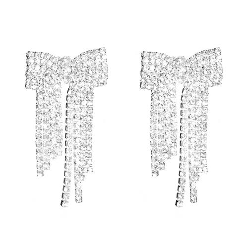 Boucle d'oreille goutte laiton strass, Noeud papillon, bijoux de mode & pour femme & avec strass, plus de couleurs à choisir, Vendu par paire