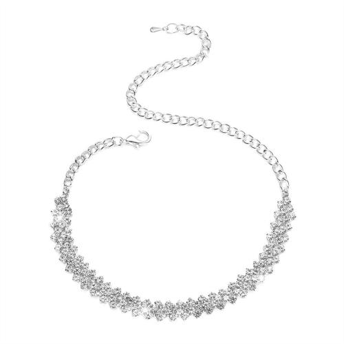 Brass Anklet, fashion jewelry & for woman & with rhinestone 