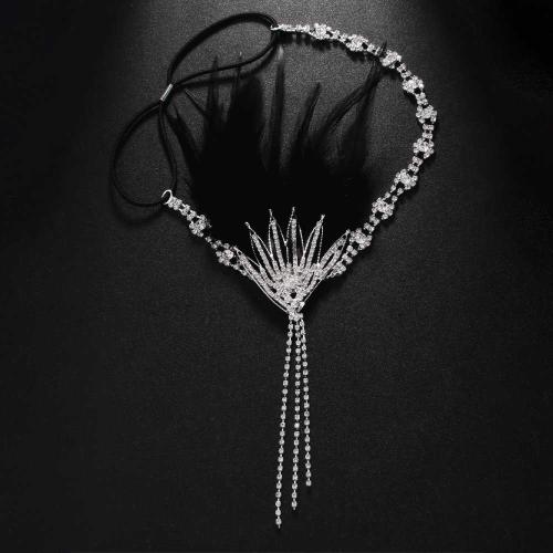 Kupferlegierung Schweißband, mit Faser, Modeschmuck & für Frau & mit Strass, Silberfarbe, verkauft von PC