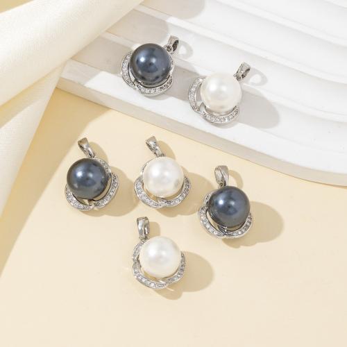 Messing Anhänger, mit Muschelkern, plattiert, DIY & mit Strass, keine, verkauft von PC