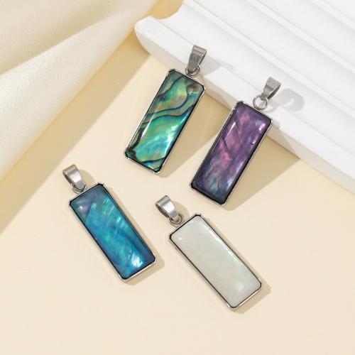 Natural Freshwater Shell Pendants, with 304 Stainless Steel, Rectangle, plated, DIY 