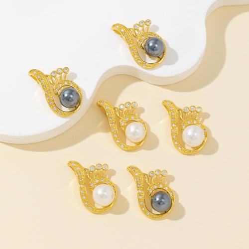 Strass Messing Anhänger, mit Muschelkern, plattiert, DIY & mit Strass, keine, verkauft von PC