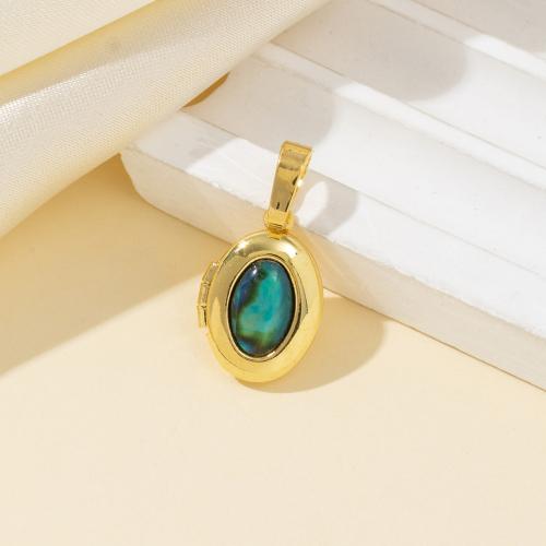 laiton Pendentif médaillon, avec coquille, ellipse, Placage, DIY, doré, Vendu par PC