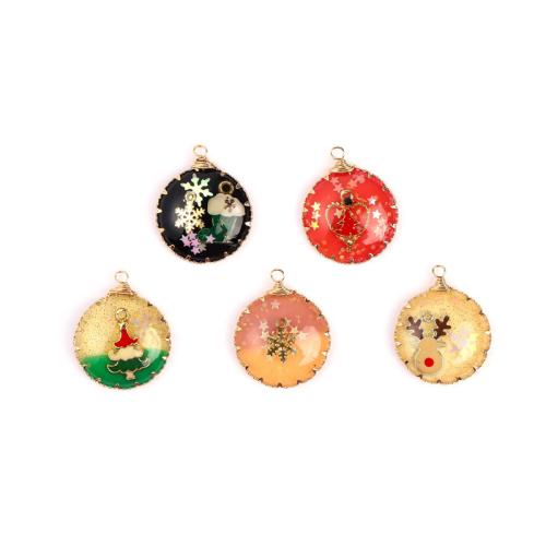 alliage de zinc Pendentif, avec résine & plastique, Rond, Placage, DIY & autocollant époxyde, plus de couleurs à choisir Vendu par PC