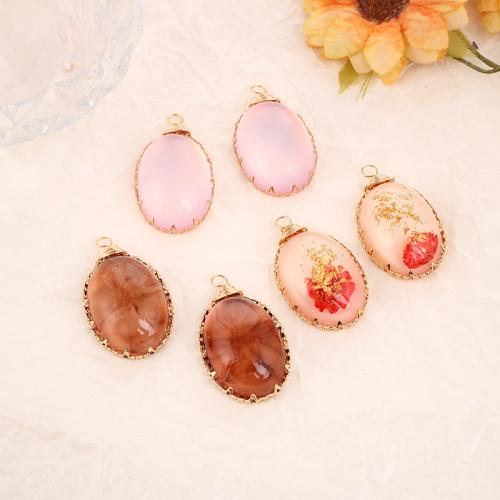 亜鉛合金 ペンダント, とともに ドライフラワー & 樹脂, 楕円, メッキ, DIY & エポキシステッカー, 無色 売り手 パソコン[