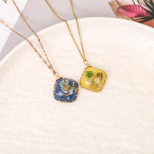 Bijoux pendentifs en Zinc alliage , alliage de zinc, avec Autocollant époxyde & Fleurs séchées & perle de plastique, Losange, Placage, DIY, plus de couleurs à choisir Vendu par PC