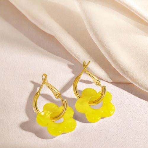 Acrylique Boucle d'oreille goutte, avec alliage de zinc, fleur, Placage, bijoux de mode, plus de couleurs à choisir, Vendu par paire