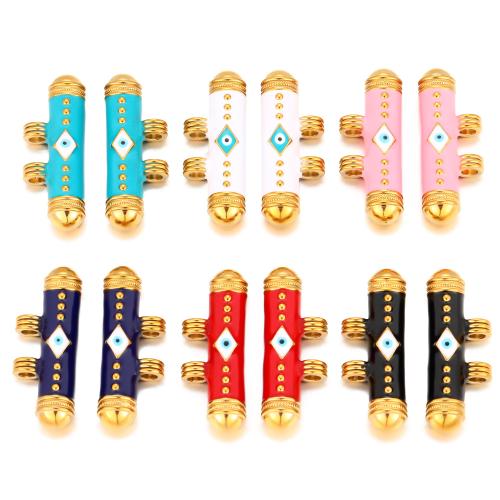 Acier inoxydable 304 Pendentif, Placage de couleur d'or, DIY & émail & double trou, plus de couleurs à choisir Vendu par sac[