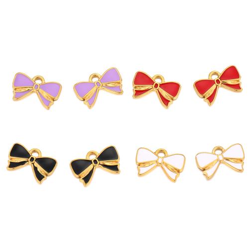 Pendentifs en acier inoxydable émail, Acier inoxydable 304, Noeud papillon, Placage de couleur d'or, DIY, plus de couleurs à choisir, Vendu par PC