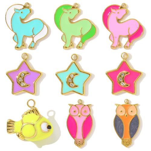 Acier inoxydable 304 Pendentif, DIY & émail & avec strass, plus de couleurs à choisir Vendu par sac