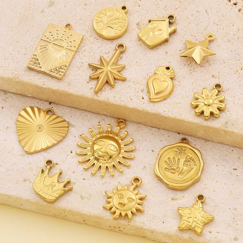 304 Stainless Steel Pendant, gold color plated, DIY, golden 