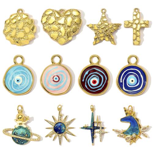 laiton Pendentif, Placage, DIY & pavé de micro zircon & émail, plus de couleurs à choisir, protéger l'environnement, sans nickel, plomb et cadmium Vendu par sac