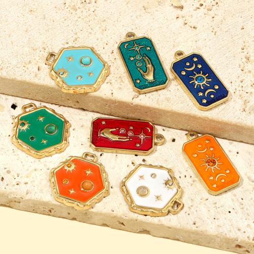 Acier inoxydable 304 Pendentif, avec pierre gemme, Placage de couleur d'or, DIY & émail & avec strass, plus de couleurs à choisir Vendu par sac