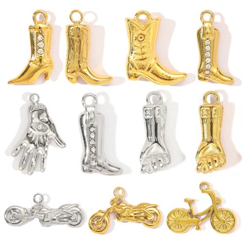 Acier inoxydable 304 Pendentif, Placage de couleur d'or, DIY & avec strass, plus de couleurs à choisir Vendu par sac