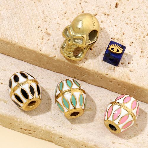 304 Stainless Steel Beads, with Lapis Lazuli, gold color plated, DIY & enamel 