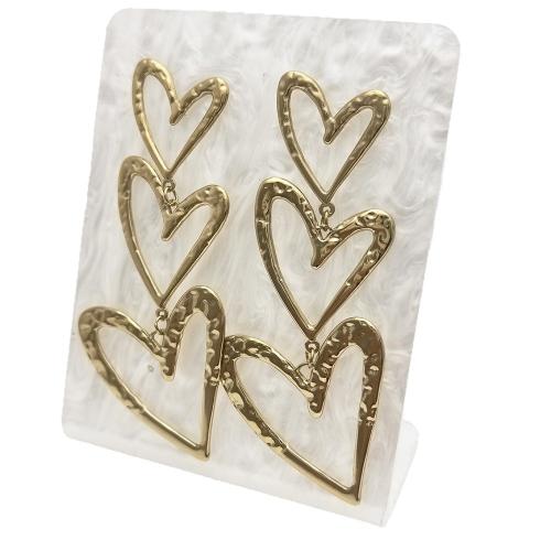 Boucle d'oreille goutte inox, Acier inoxydable 304, coeur, Plaqué or 18K, bijoux de mode & pour femme & creux, Vendu par paire