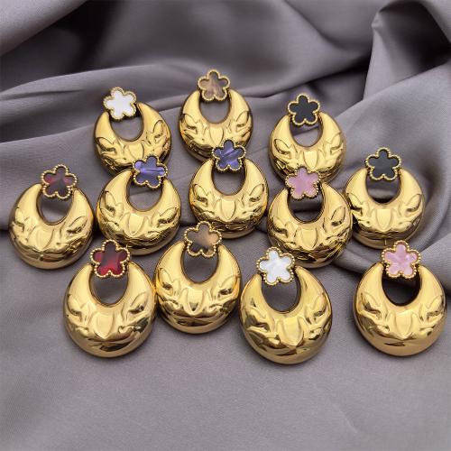 Boucle en acier inoxydable, Acier inoxydable 304, avec planche, Plaqué or 18K, bijoux de mode & pour femme & creux, plus de couleurs à choisir, Vendu par paire