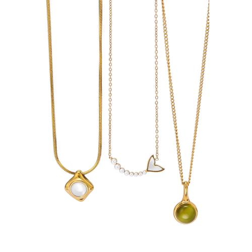 ステンレス鋼のジュエリーネックレス, 304ステンレススチール, とともに 猫の目の石, 18Kゴールドメッキ, ファッションジュエリー & 異なるスタイルを選択 & 女性用, 売り手 パソコン