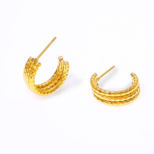 Titanium Steel Earrings, plated, fashion jewelry & for woman, golden 