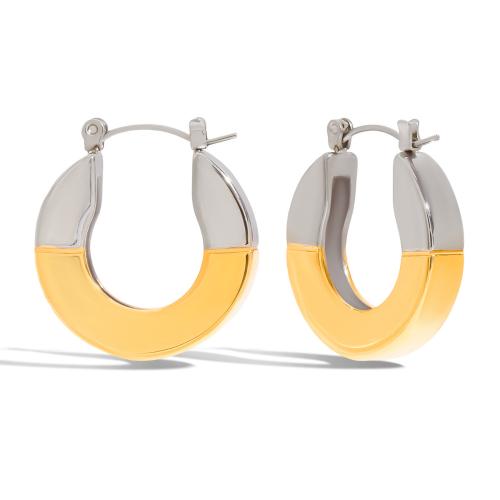Stainless Steel Leverback Earring, 304 Stainless Steel, plated, fashion jewelry & for woman & two tone 