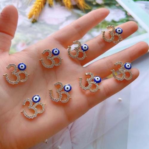 Цирконий Микро вымощает Латунный разъем, Латунь, плакирован золотом, DIY & инкрустированное микро кубического циркония & эмаль продается PC