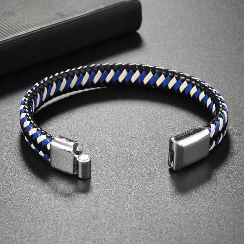 cuir PU bracelet, avec alliage de zinc, fait à la main, Vintage & unisexe, plus de couleurs à choisir Environ 8.26 pouce, Vendu par PC