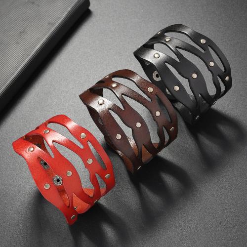 Kuhhaut Armband, mit Eisen, handgemacht, Punk-Stil & unisex & einstellbar & hohl, keine, verkauft von PC