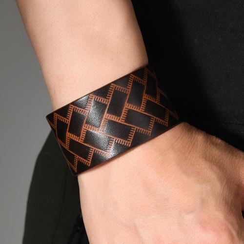 Kuhhaut Armband, mit Eisen, Geometrisches Muster, handgemacht, Vintage & unisex & einstellbar, keine, verkauft von PC