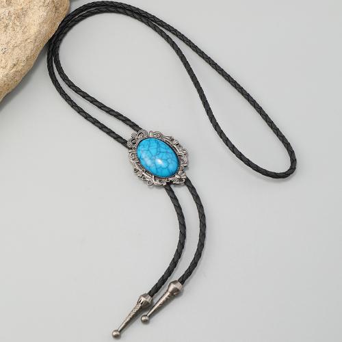cuir PU collier, avec turquoise & alliage de zinc, fait à la main, Vintage & unisexe & réglable, plus de couleurs à choisir, Vendu par PC[