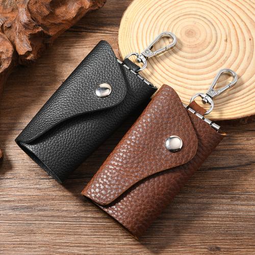 Cowhide Key Bag, with Iron & Zinc Alloy, portable & Unisex 