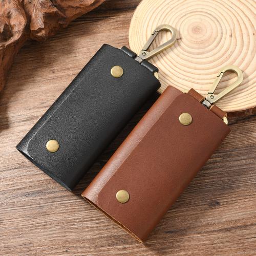 cuir de peau de vache sac à clé, avec fer & alliage de zinc, Portable & Vintage & unisexe, plus de couleurs à choisir Vendu par PC