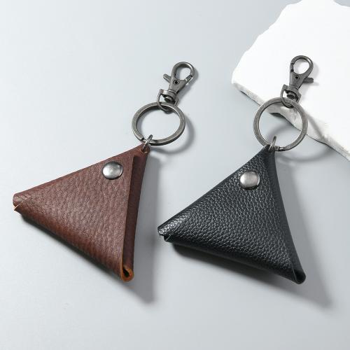 cuir de peau de vache sac à clé, avec fer & alliage de zinc, triangle, Portable & Vintage & unisexe, plus de couleurs à choisir Vendu par PC