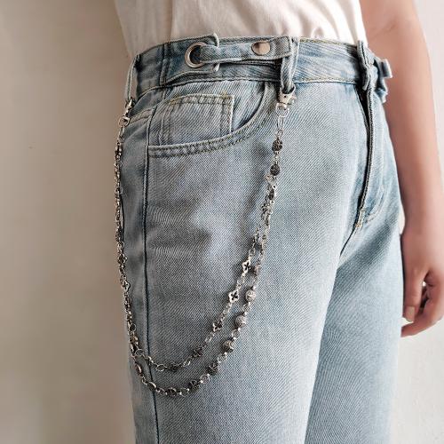 alliage de zinc chaîne de taille, avec fer, Placage, Double couche & le style de punk & unisexe, argent Environ 57 cm, Vendu par PC