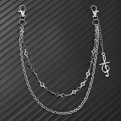 alliage de zinc chaîne de taille, avec fer, note de musique, Placage, Double couche & unisexe, argent, Vendu par PC